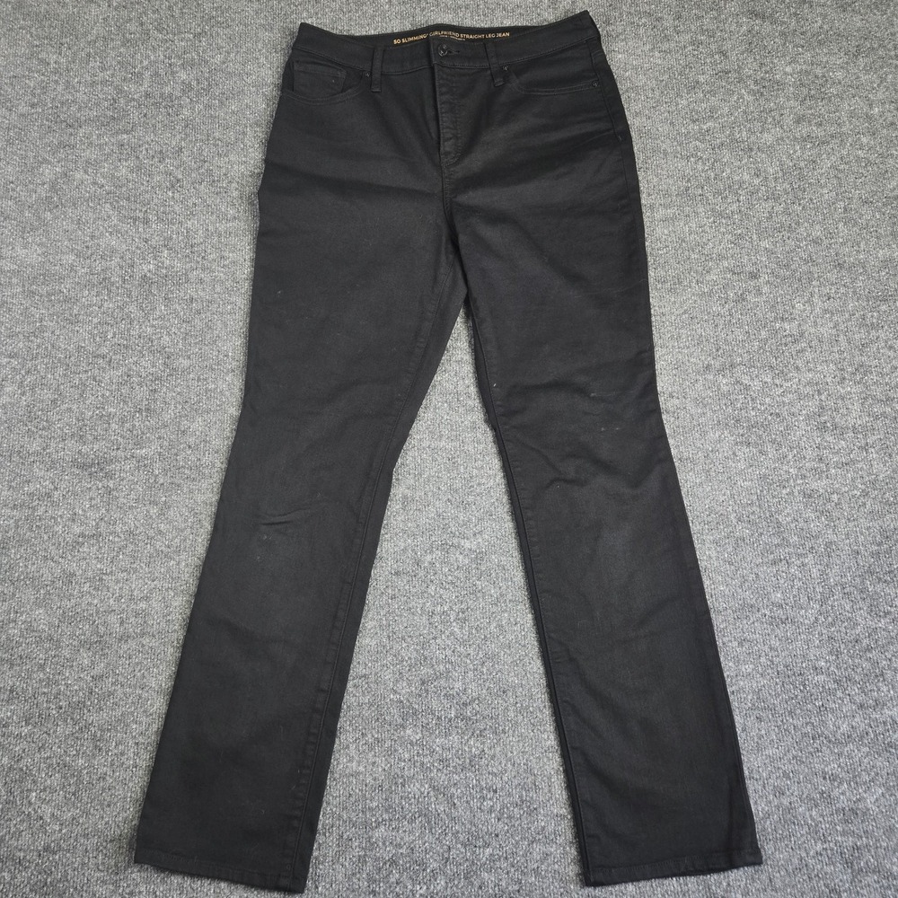 Chico's Jeans Womens 8R So Slimming Girlfriend Straight Leg Black Stretch Denim